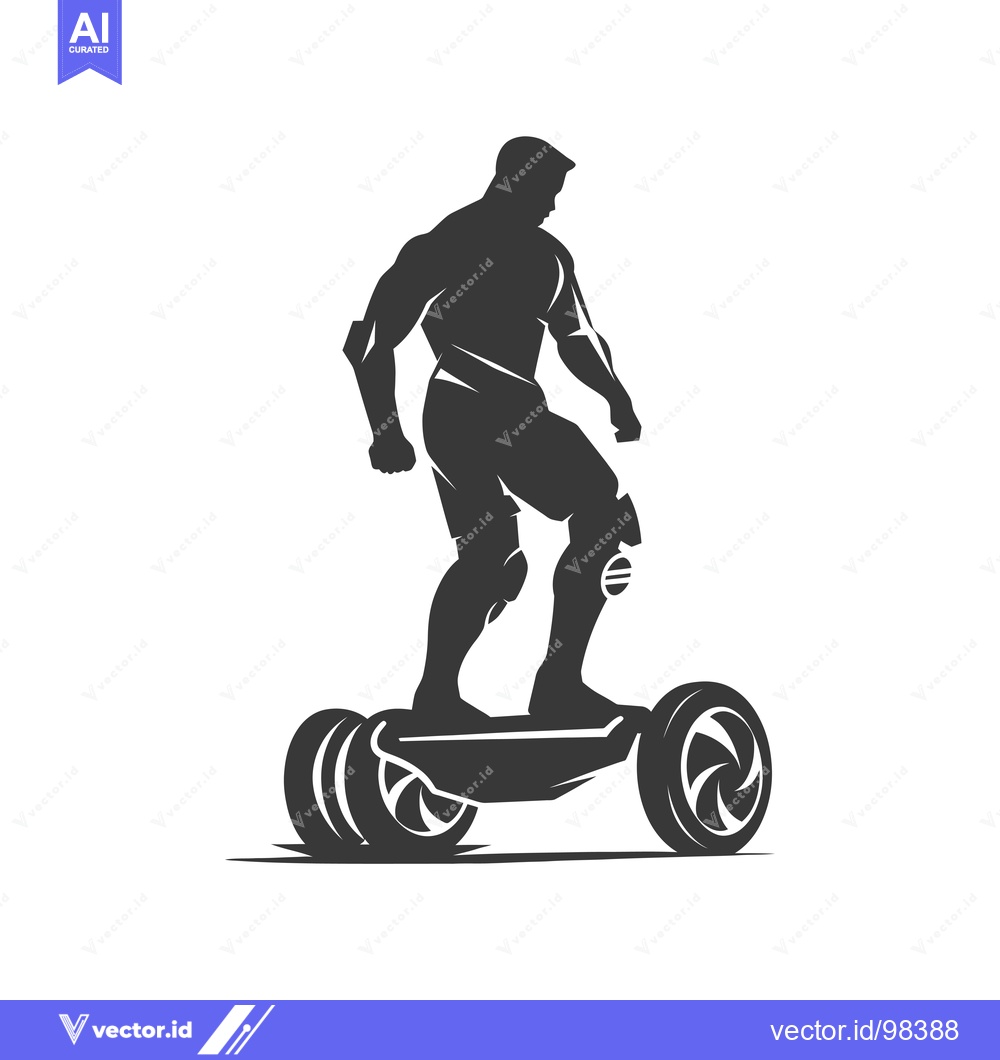 Premium Vector dari Silhouette of a Man Riding a Hoverboard