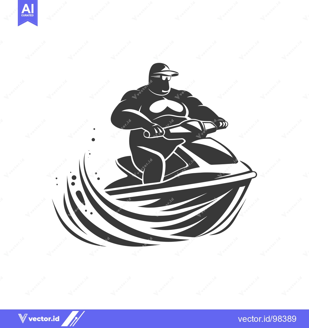Premium Vector of Silhouette of a Man Riding a Jet Ski