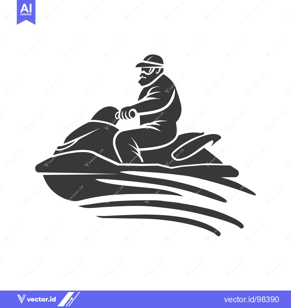 Premium Vector dari Silhouette of a Man Riding a Jet Ski