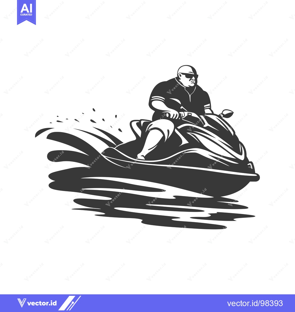 Premium Vector dari Silhouette of a Man Riding a Jet Ski on Water