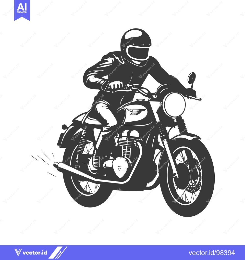 Premium Vector dari Silhouette of a Man Riding a Motorcycle with an Exhaust Smoke Trail