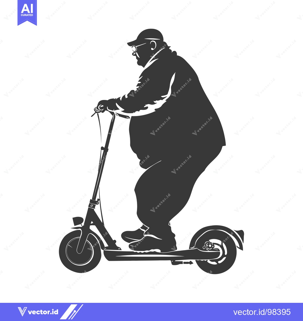 Premium Vector dari Silhouette of a Man Riding an Electric Scooter