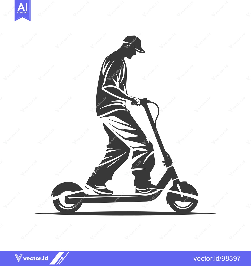 Premium Vector dari Silhouette of a Man Riding an Electric Scooter