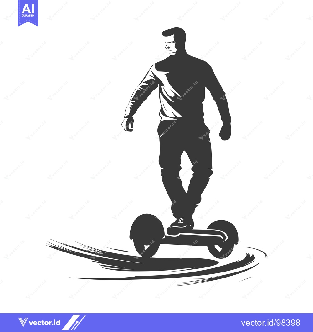 Premium Vector of Silhouette of a Man Riding an Electric Scooter