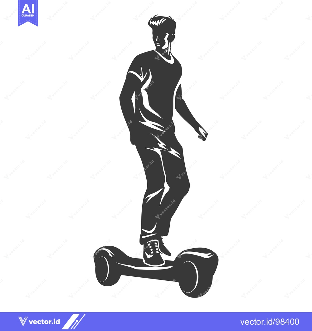 Premium Vector of Silhouette of a Man Riding a Self-Balancing Electric Scooter