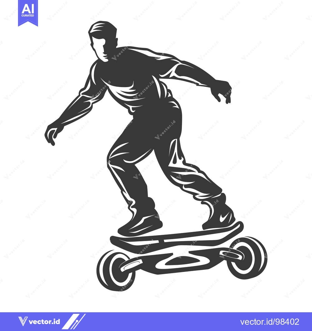 Premium Vector dari Silhouette of a Man Riding a Self-Balancing Electric Skateboard