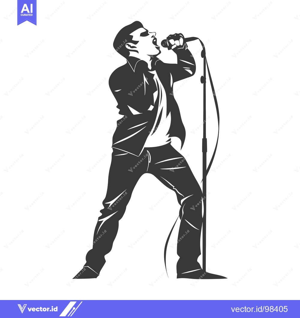 Premium Vector dari Silhouette of a Man Singing into a Microphone
