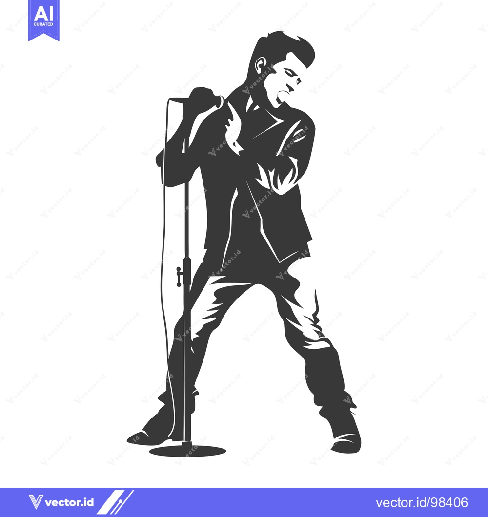 Premium Vector of Silhouette of a man singing into a microphone