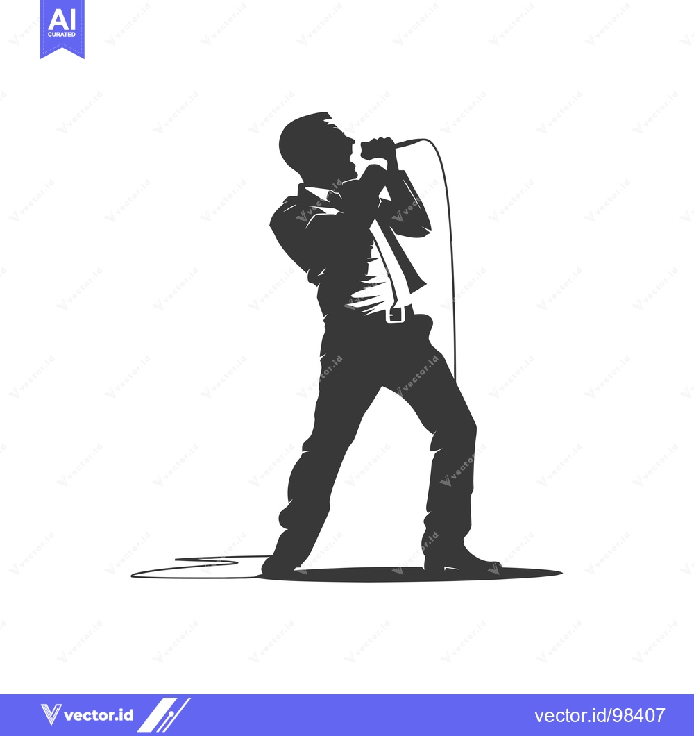 Premium Vector of Silhouette of a Man Singing into a Microphone