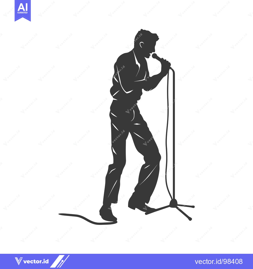 Premium Vector dari Silhouette of a Man Singing into a Microphone