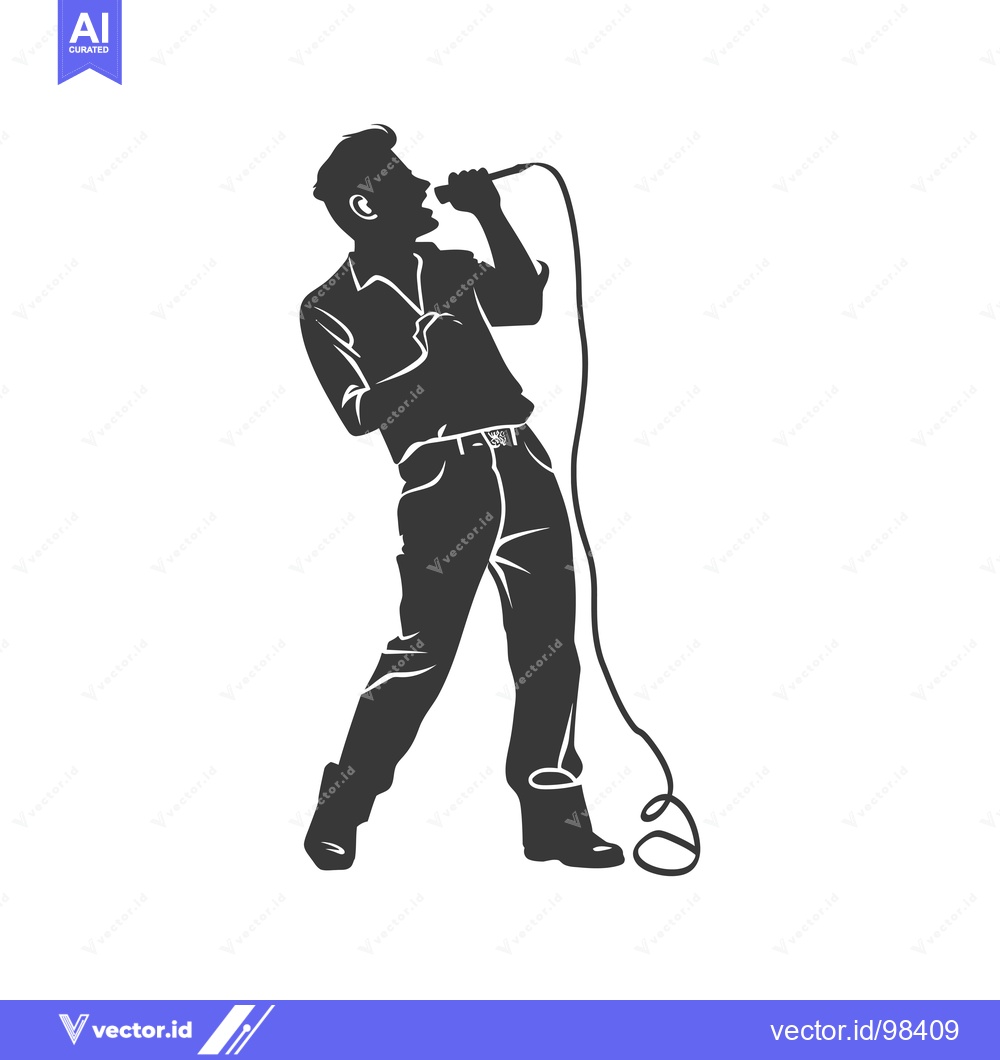 Premium Vector of Silhouette of a Man Singing into a Microphone