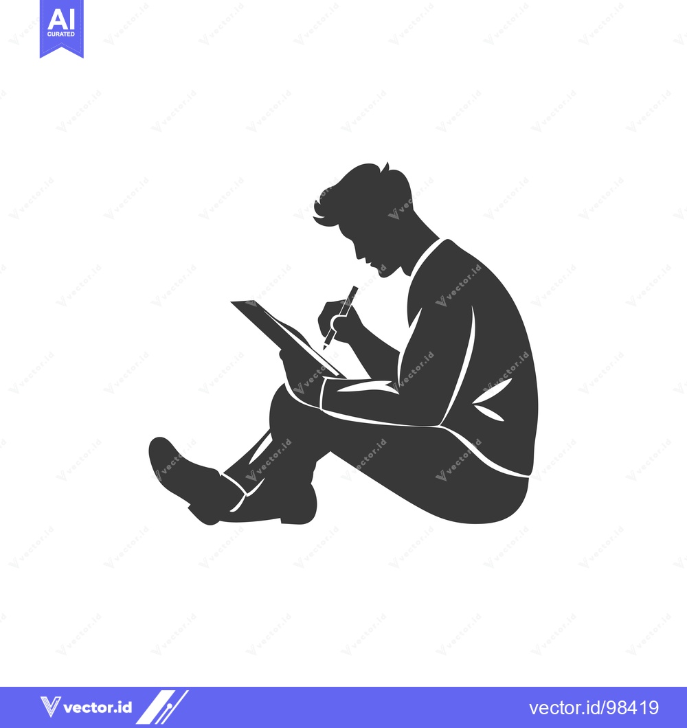 Premium Vector dari Silhouette of a Man Sitting and Writing