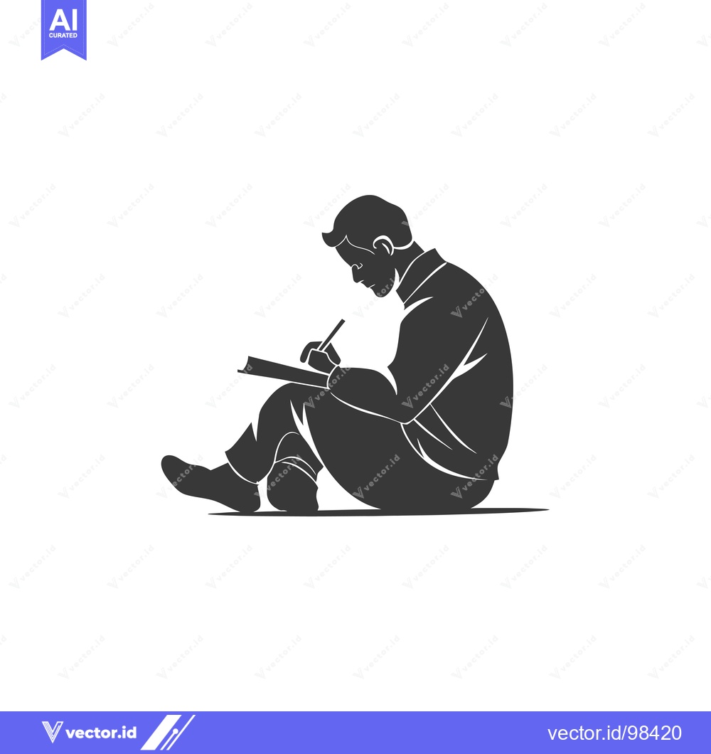 Premium Vector dari Silhouette of a man sitting and writing