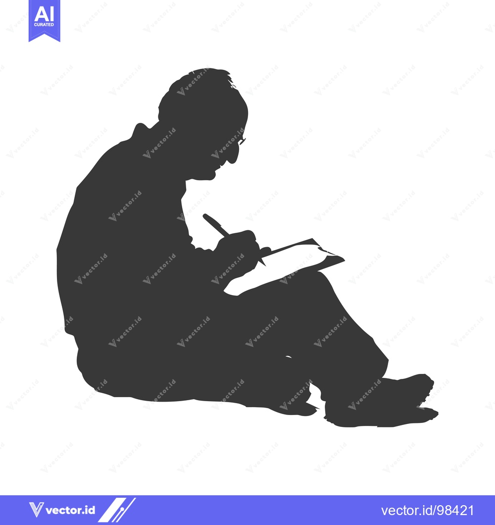 Premium Vector of Silhouette of a Man Sitting and Writing