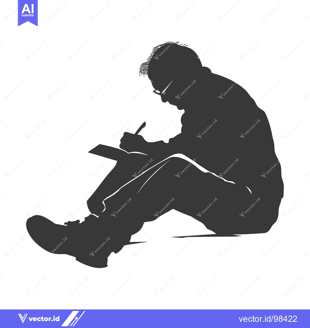 Premium Vector of Silhouette of a Man Sitting and Writing