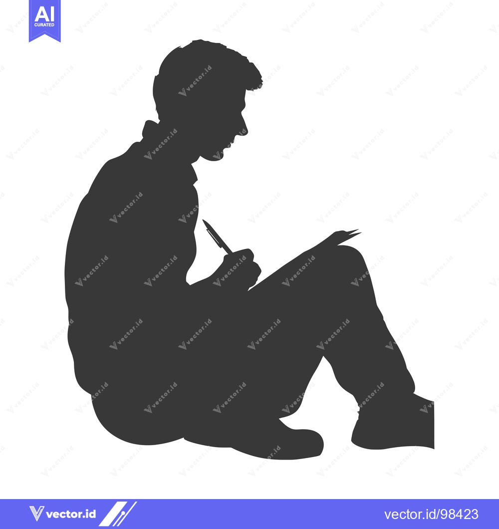 Premium Vector dari Silhouette of a Man Sitting and Writing