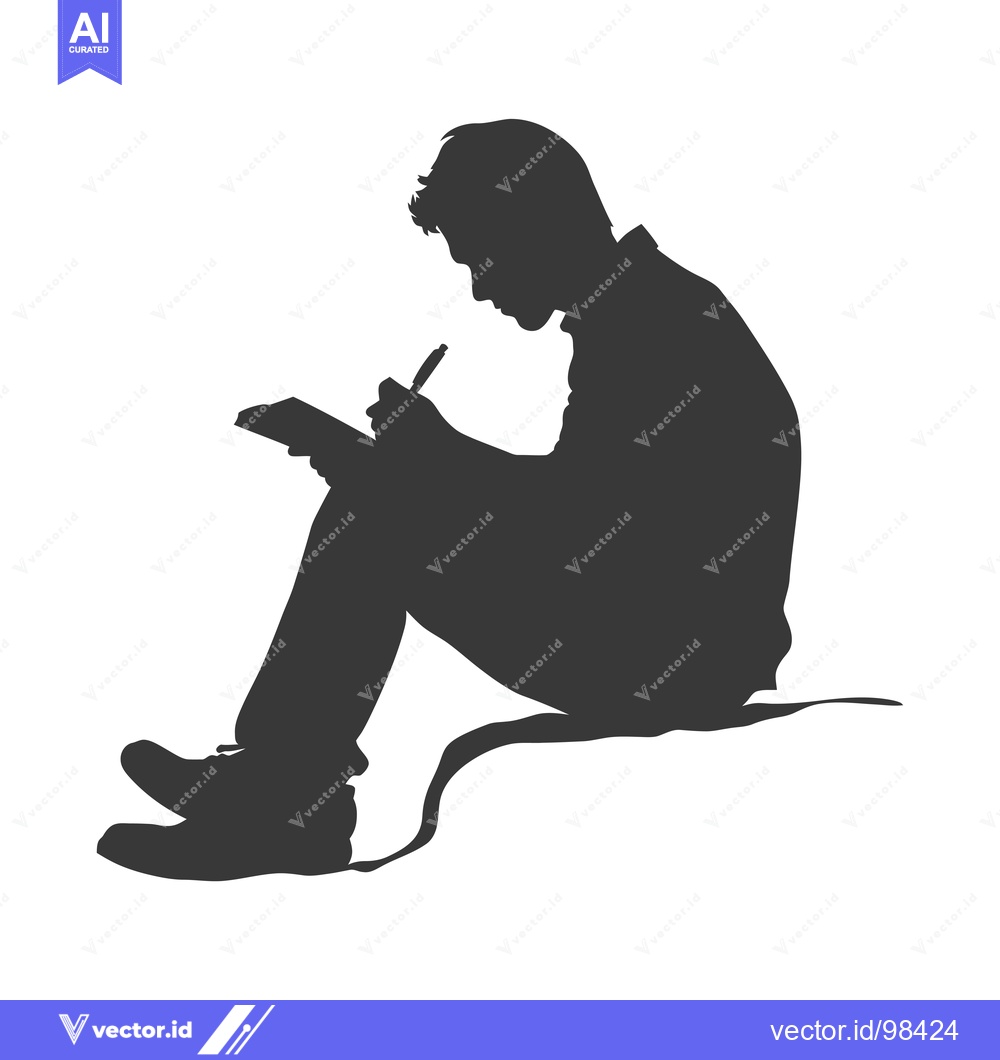 Premium Vector dari Silhouette of a Man Sitting and Writing
