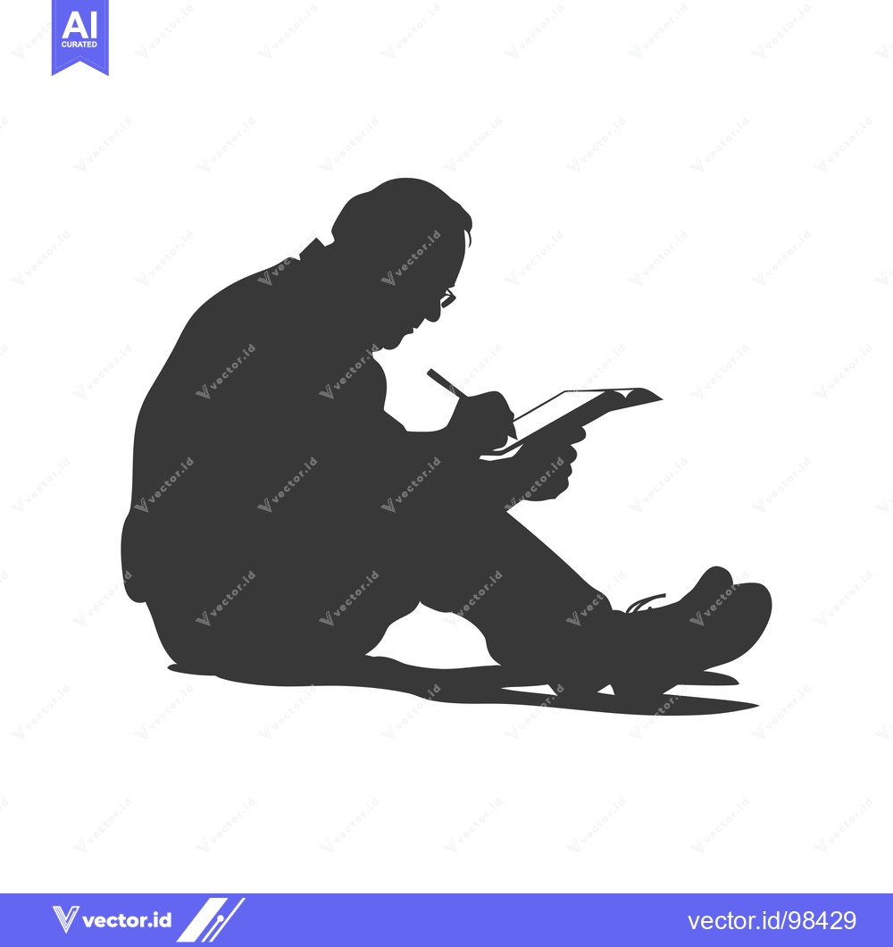Premium Vector dari Silhouette of a man sitting and writing in a notebook