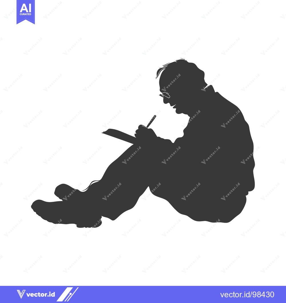 Premium Vector dari Silhouette of a man sitting and writing in a notebook