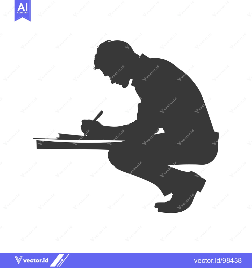 Premium Vector of Silhouette of a man sitting and writing on a desk