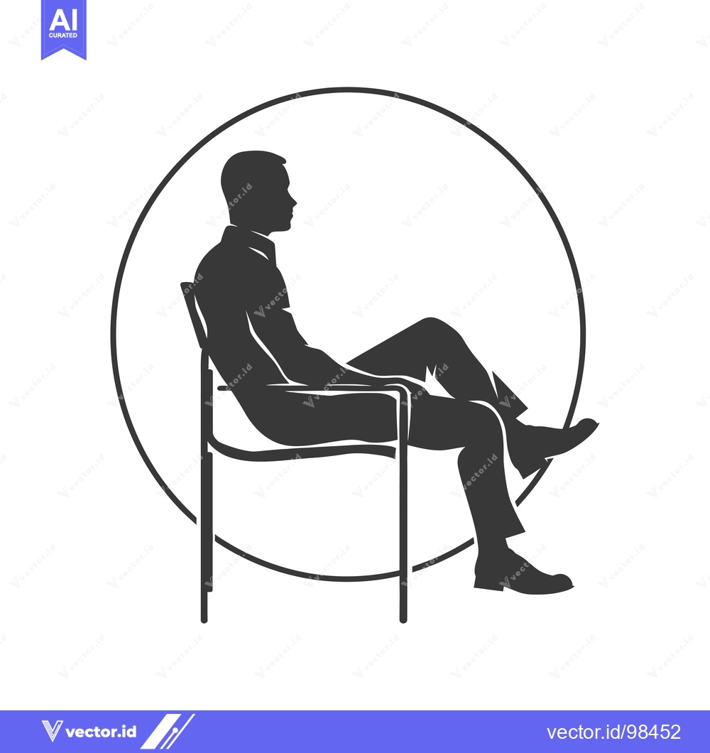 Premium Vector dari Silhouette of a Man Sitting in a Chair with One Leg Crossed