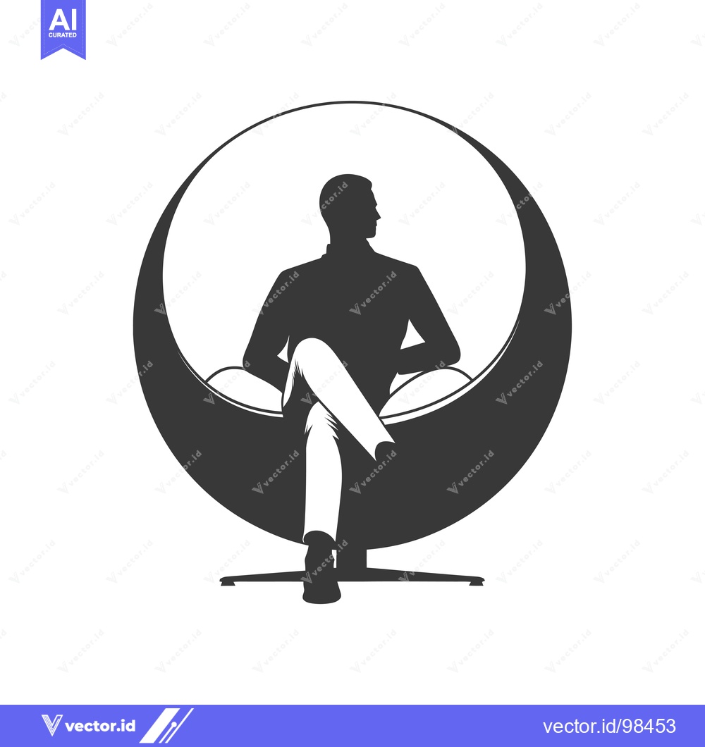 Premium Vector of Silhouette of a man sitting in a modern egg chair
