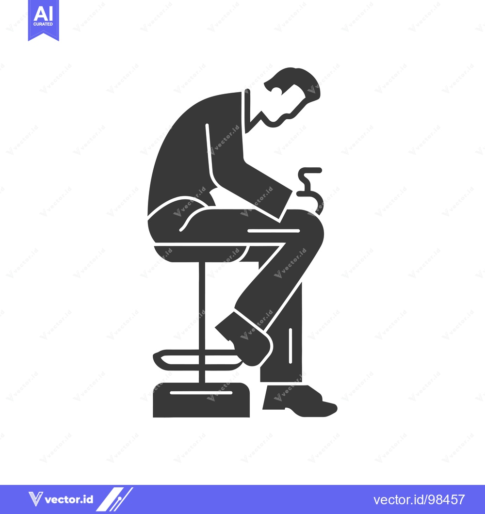 Premium Vector dari Silhouette of a man sitting on a bar stool