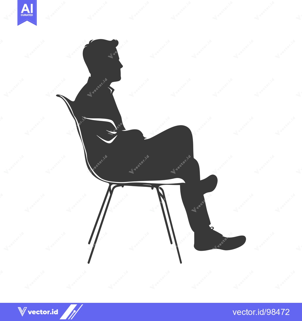 Premium Vector of Silhouette of a man sitting on a chair, looking to the right.