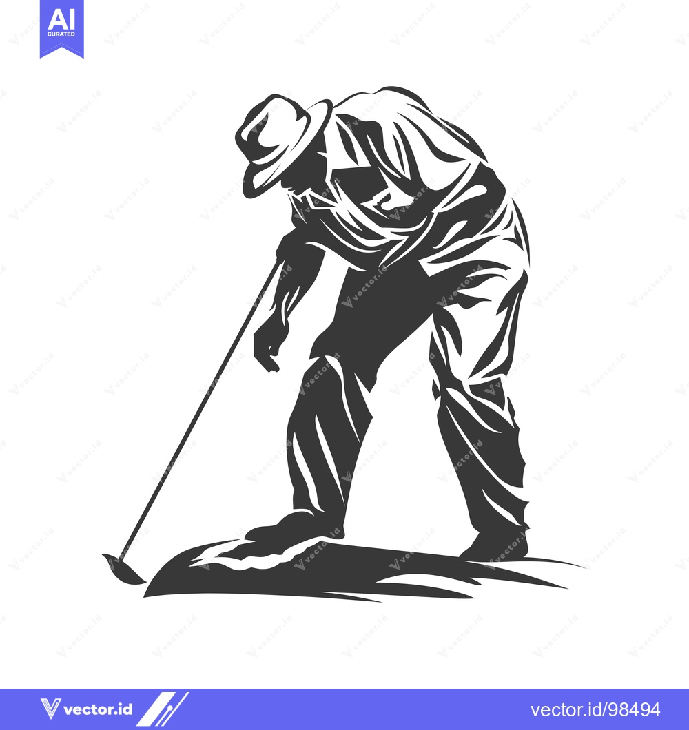 Premium Vector of Silhouette of a Man Swinging a Golf Club