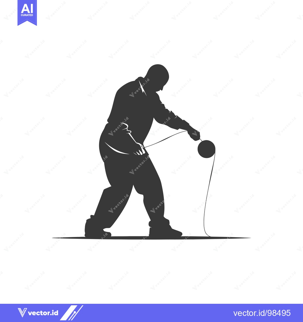 Premium Vector dari Silhouette of a Man Swinging a Weighted Ball on a Rope