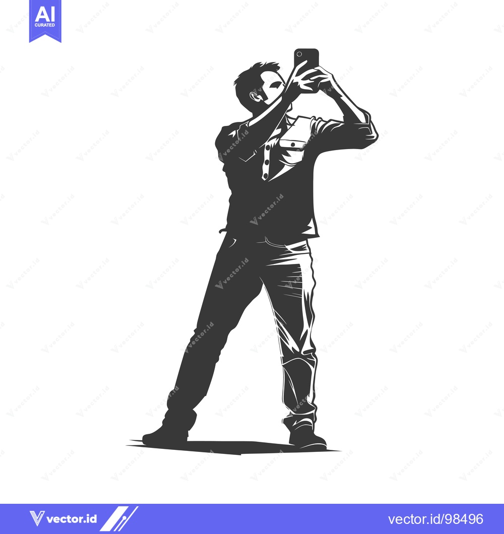 Premium Vector dari Silhouette of a Man Taking a Photo with a Smartphone