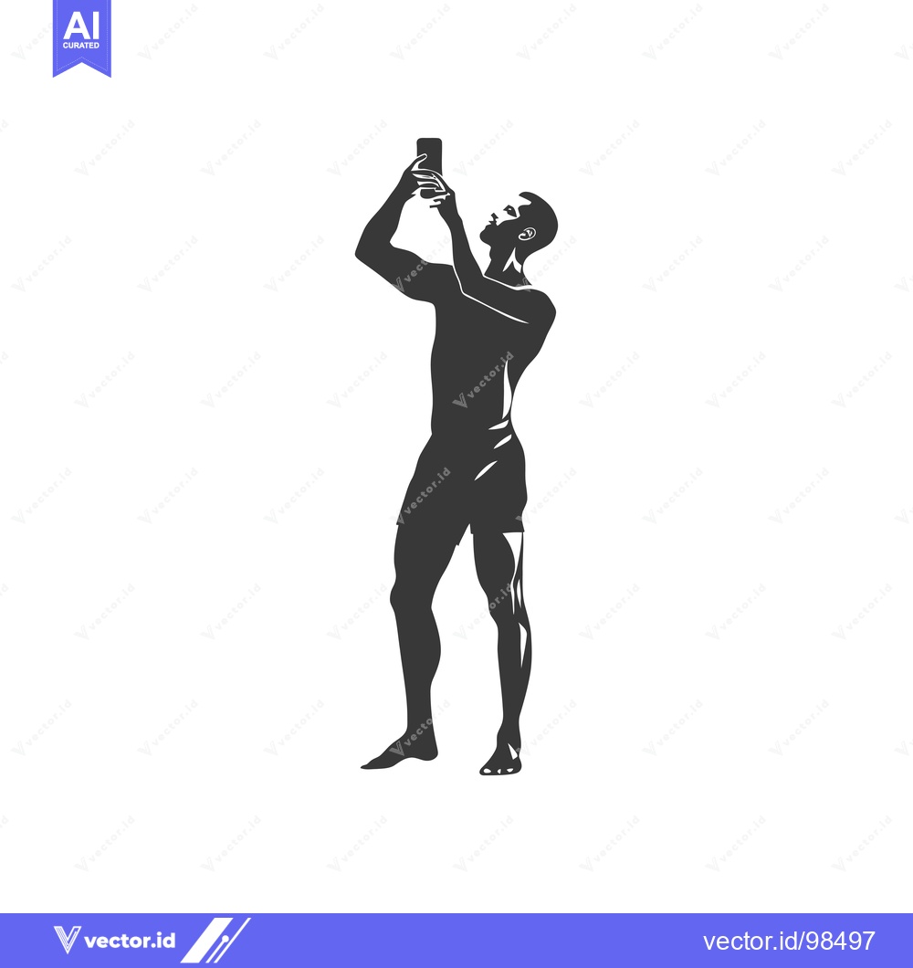 Premium Vector dari Silhouette of a Man Taking a Photo with a Smartphone