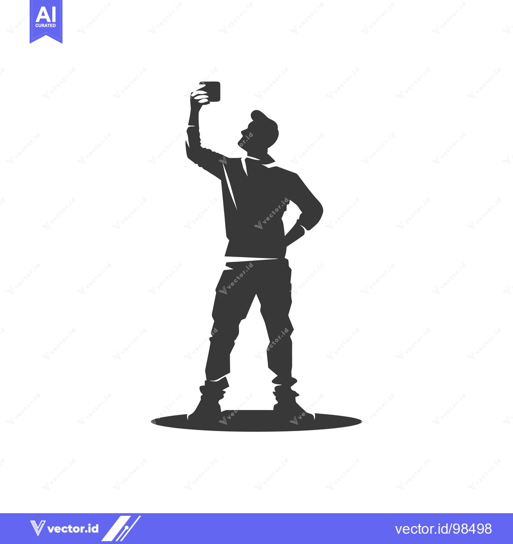 Premium Vector dari Silhouette of a Man Taking a Selfie