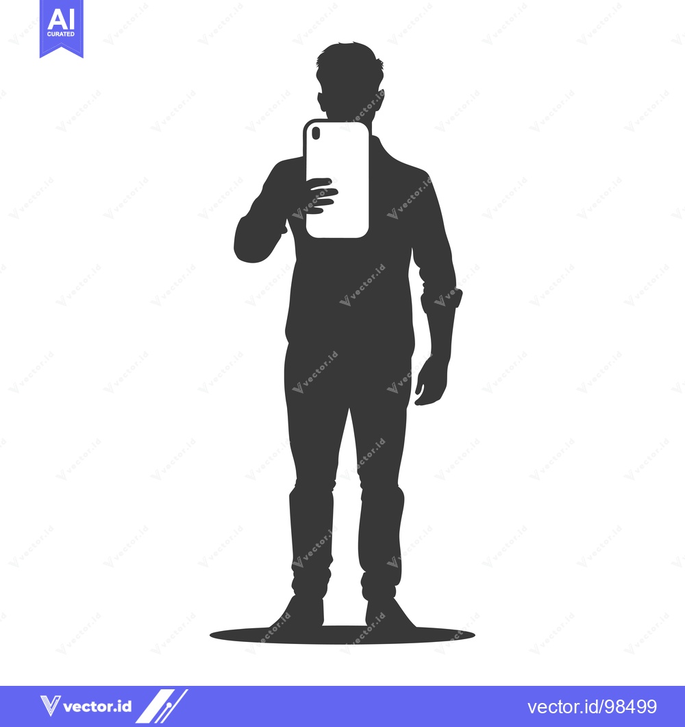 Premium Vector dari Silhouette of a Man Taking a Selfie with a Smartphone