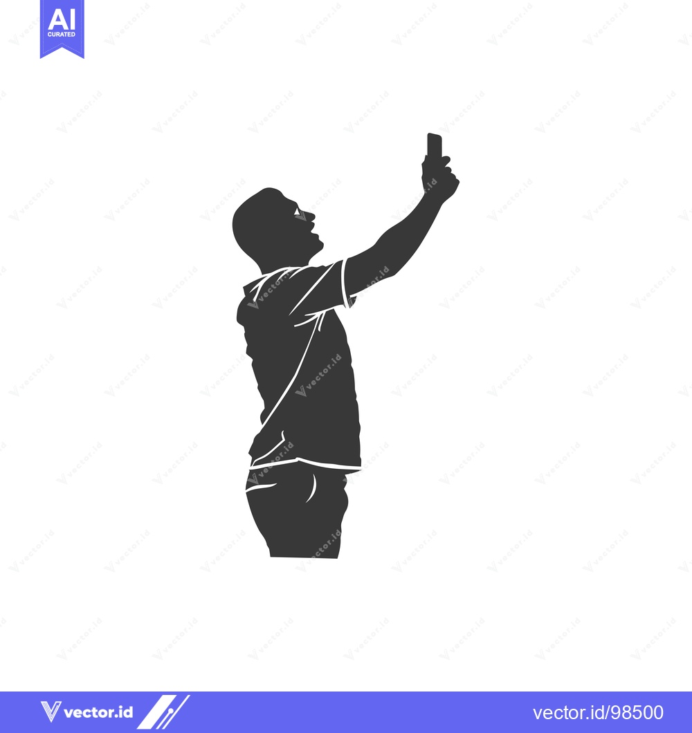 Premium Vector dari Silhouette of a Man Taking a Selfie with a Smartphone