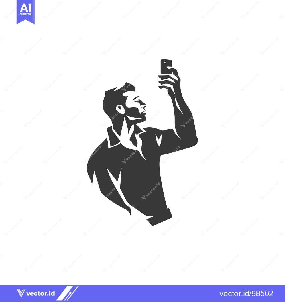 Premium Vector of Silhouette of a Man Taking a Selfie with a Smartphone