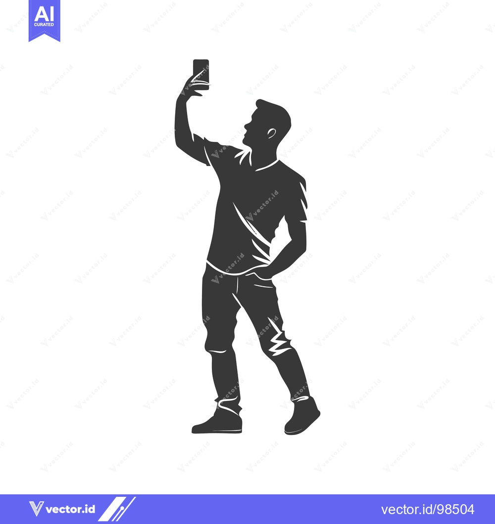 Premium Vector dari Silhouette of a Man Taking a Selfie with a Smartphone