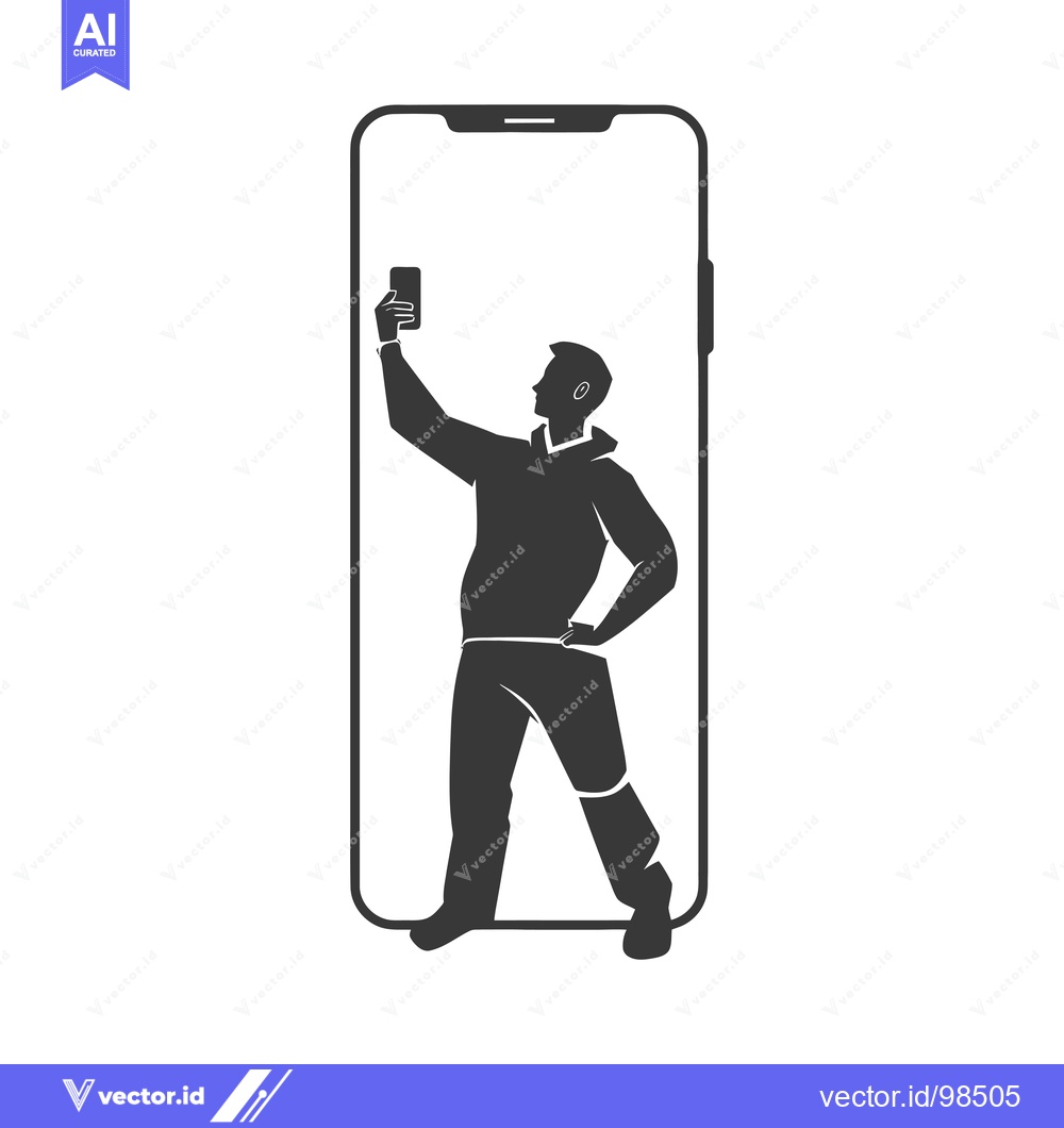 Premium Vector of Silhouette of a Man Taking a Selfie with a Smartphone