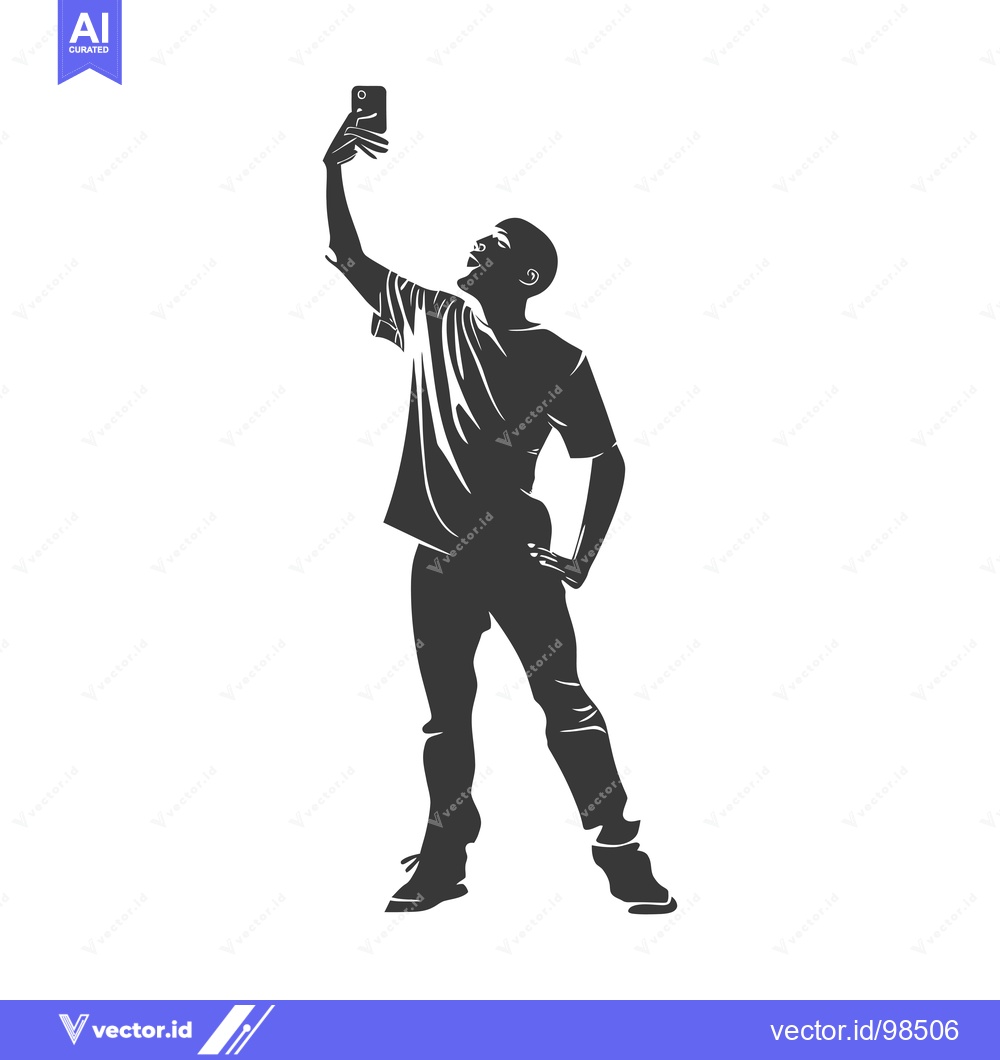 Premium Vector dari Silhouette of a Man Taking a Selfie with a Smartphone