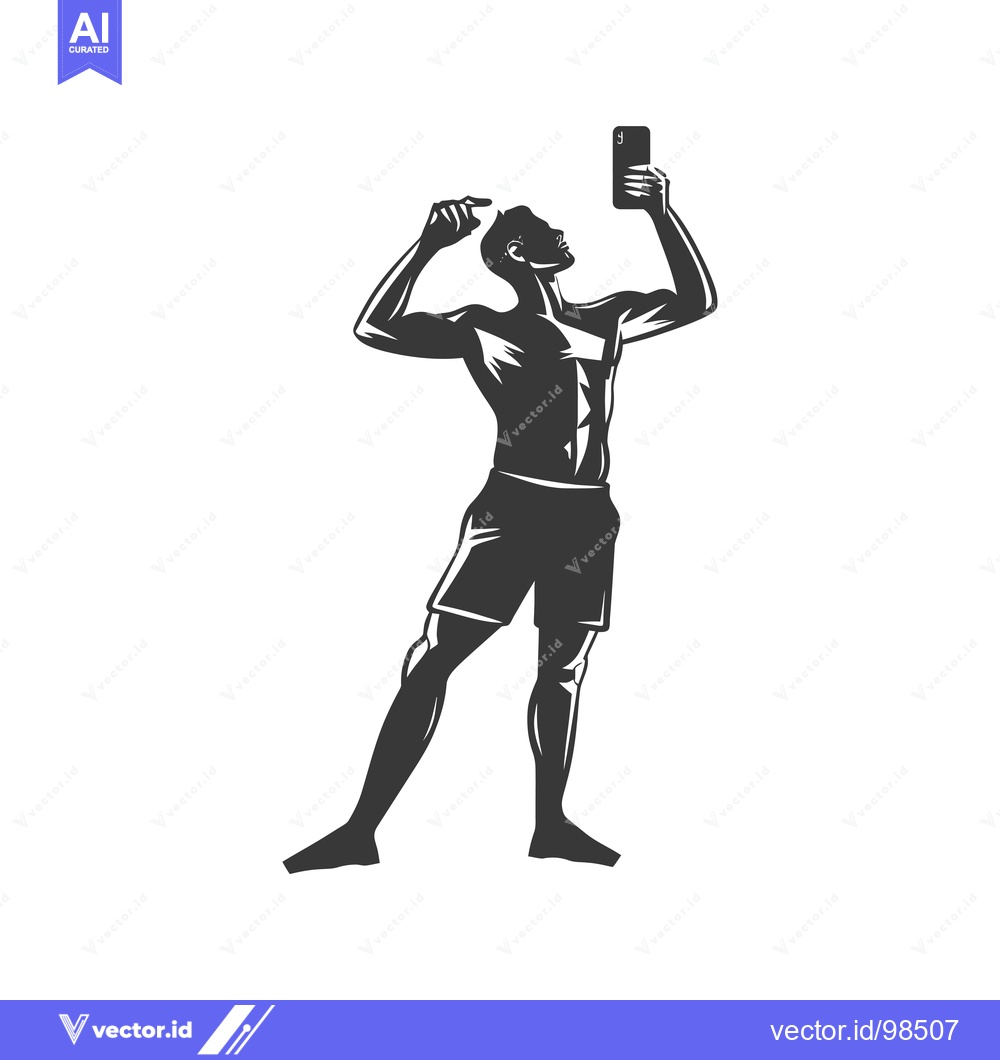 Premium Vector of Silhouette of a Man Taking a Selfie with a Smartphone