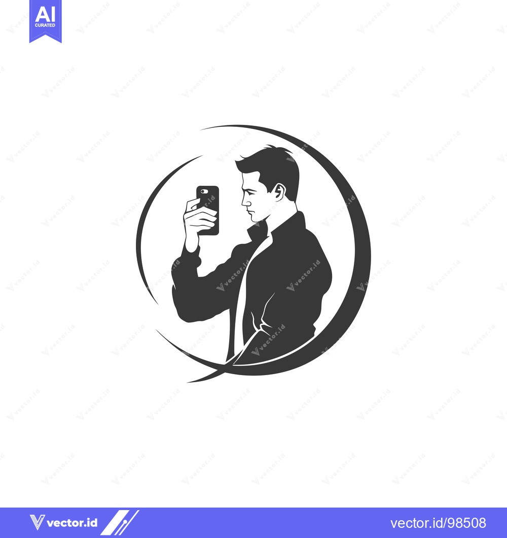 Premium Vector dari Silhouette of a man taking a selfie with a smartphone