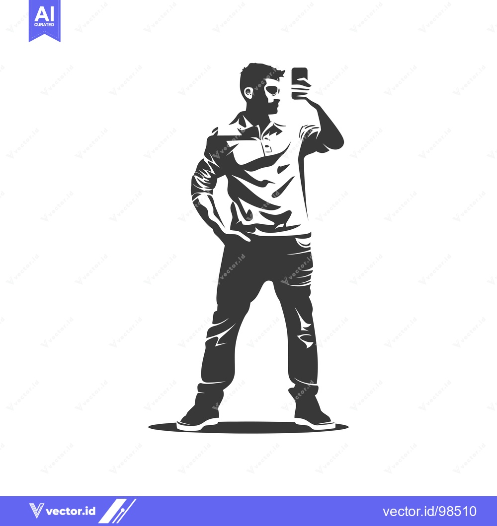 Premium Vector dari Silhouette of a man taking a selfie with a smartphone