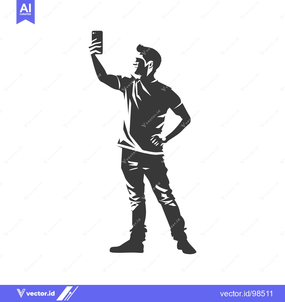 Premium Vector dari Silhouette of a Man Taking a Selfie with a Smartphone