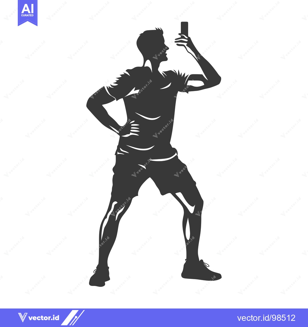 Premium Vector of Silhouette of a Man Taking a Selfie with a Smartphone
