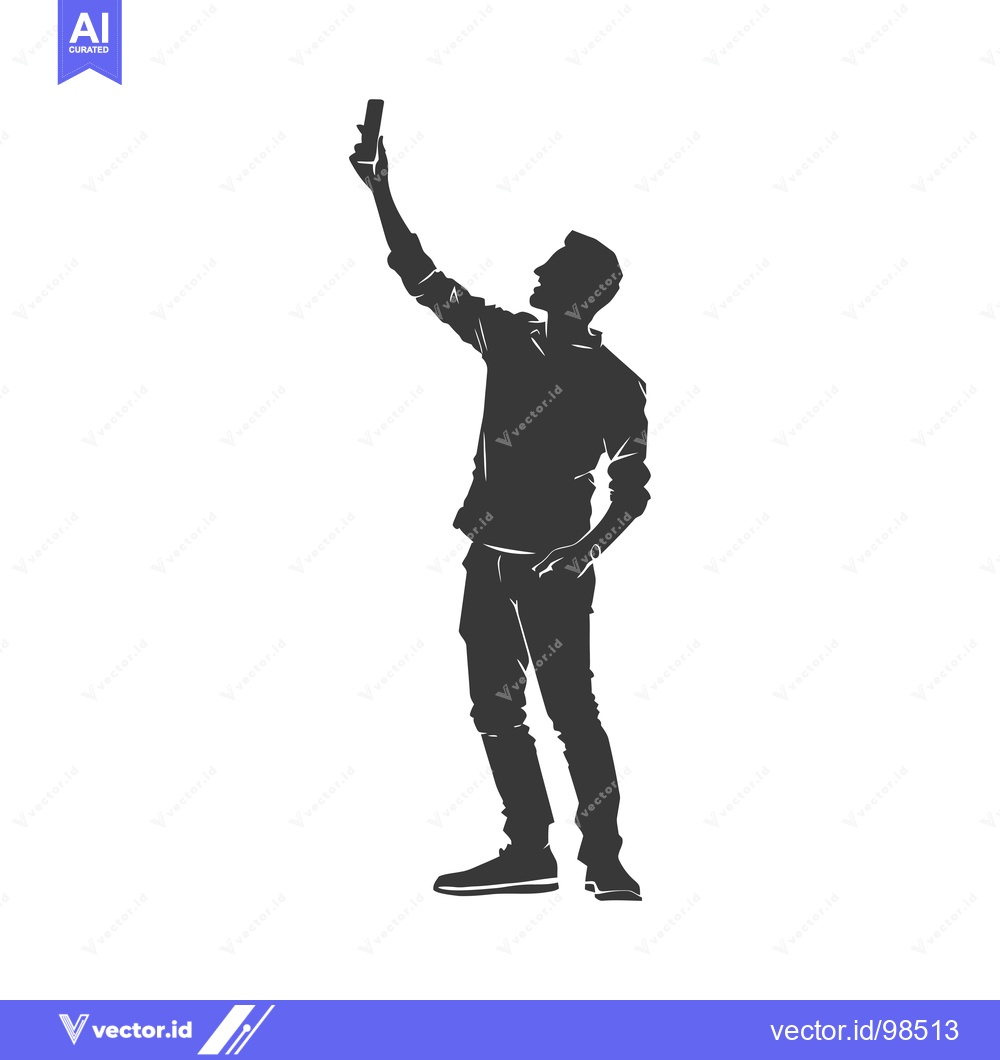 Premium Vector dari Silhouette of a Man Taking a Selfie with His Phone