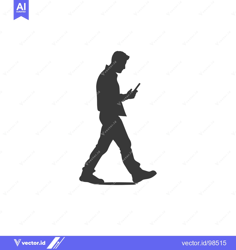 Premium Vector dari Silhouette of a man walking and looking at his phone
