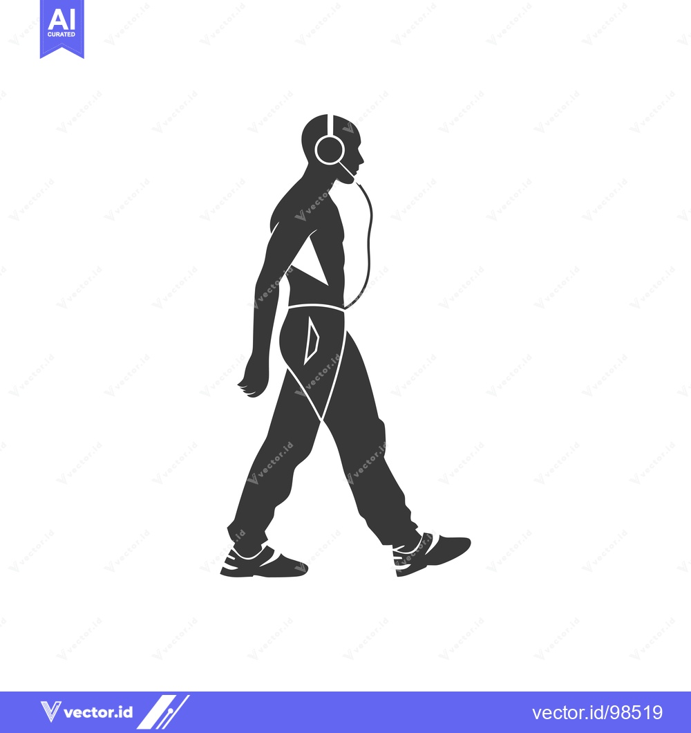 Premium Vector dari Silhouette of a Man Walking While Listening to Music