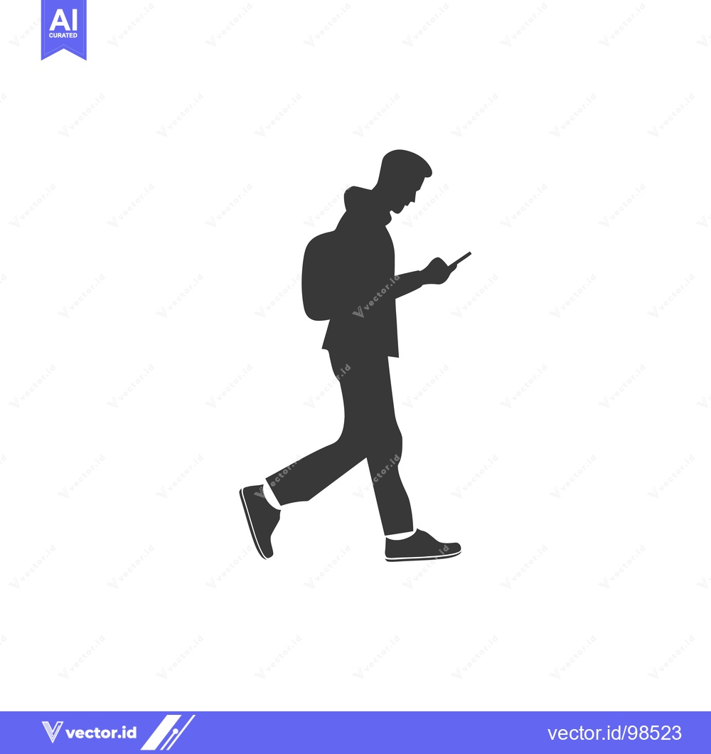 Premium Vector dari Silhouette of a man walking while using a phone