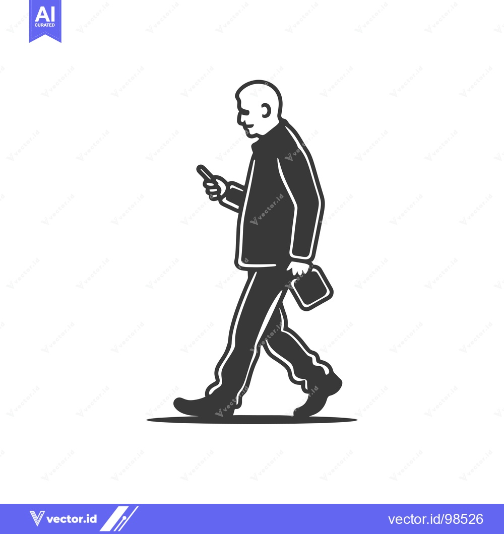 Premium Vector dari Silhouette of a man walking with a briefcase and using his phone