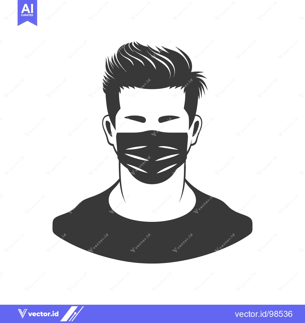 Premium Vector dari Silhouette of a Man Wearing a Face Mask